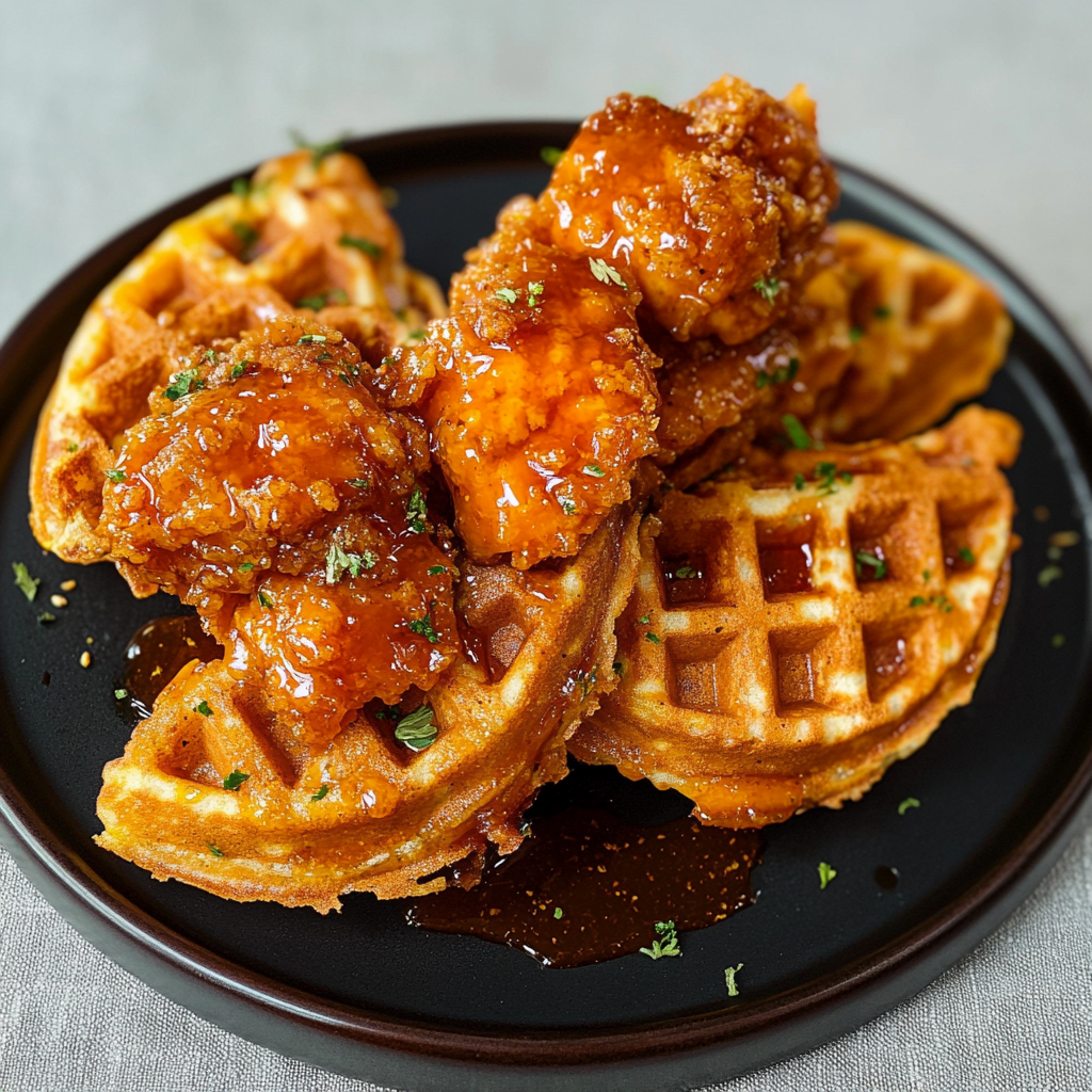 Hot Honey Chicken and Waffles A Perfect Balance of Sweet, Spicy, and Savory