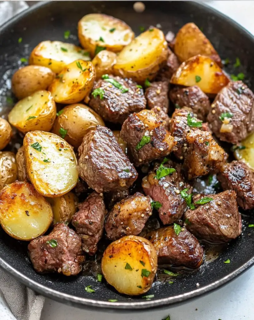 Garlic Butter Steak Bites and Potatoes