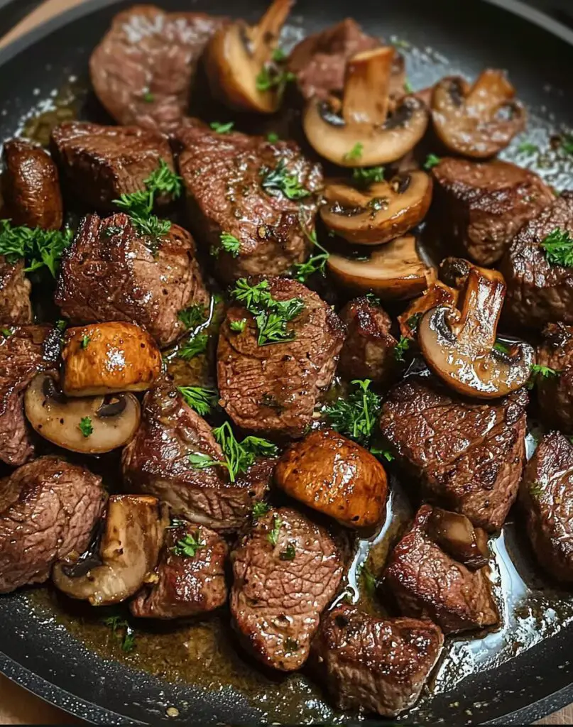 Garlic Butter Steak Bites With Mushrooms