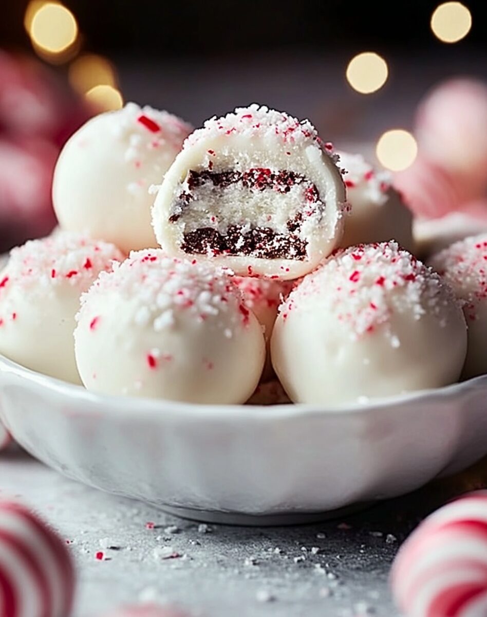 No-Bake Peppermint Bark Snowballs
