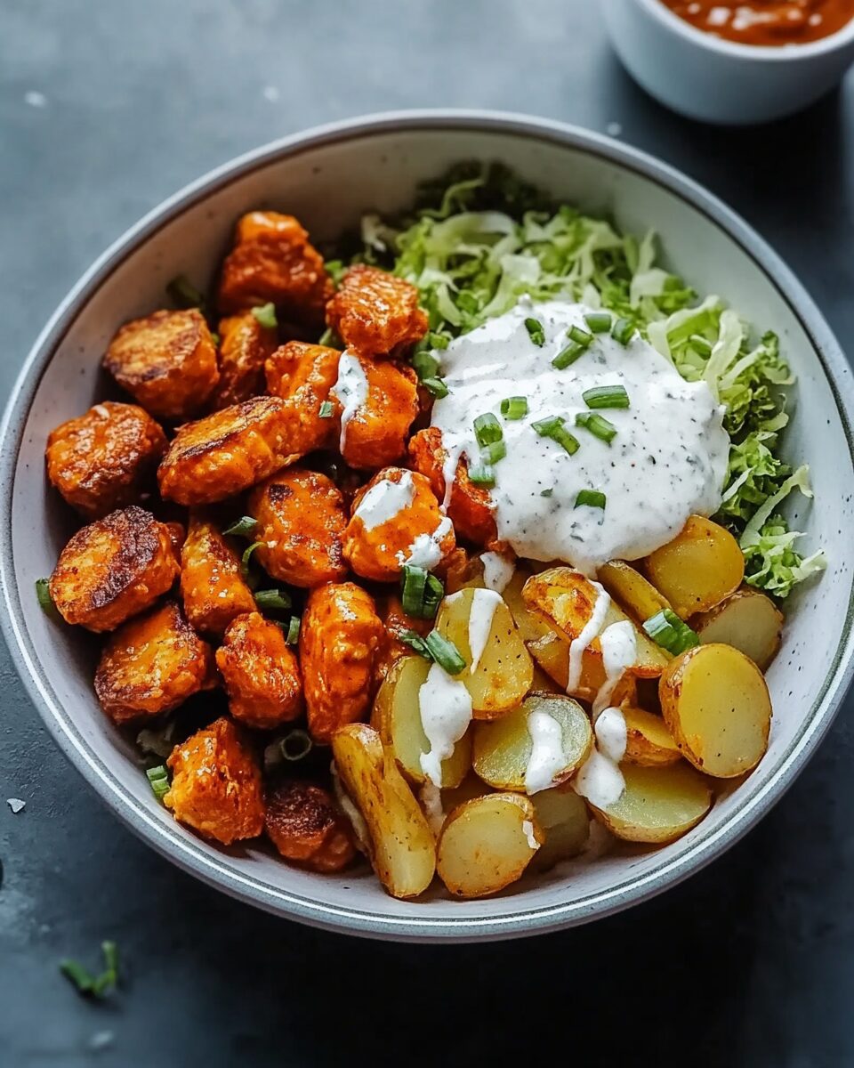 Buffalo Bites Bowl with Crispy Potatoes & Shaved Brussels