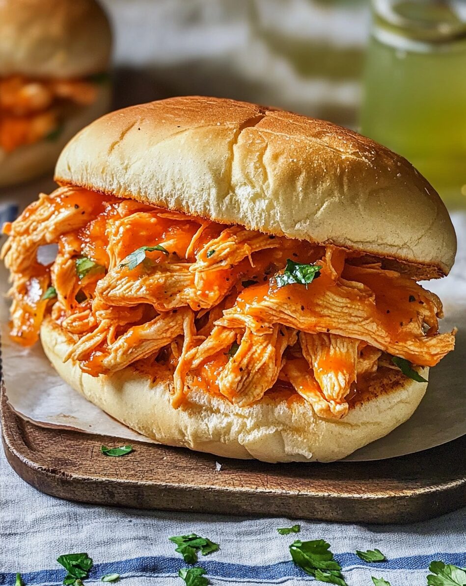 Slow Cooker Buffalo Chicken Sandwiches