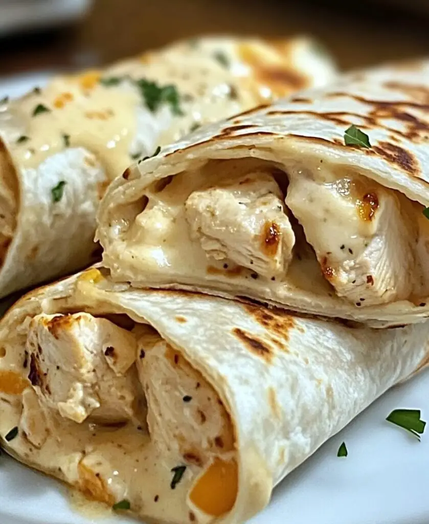 Cheesy Garlic Chicken Wraps