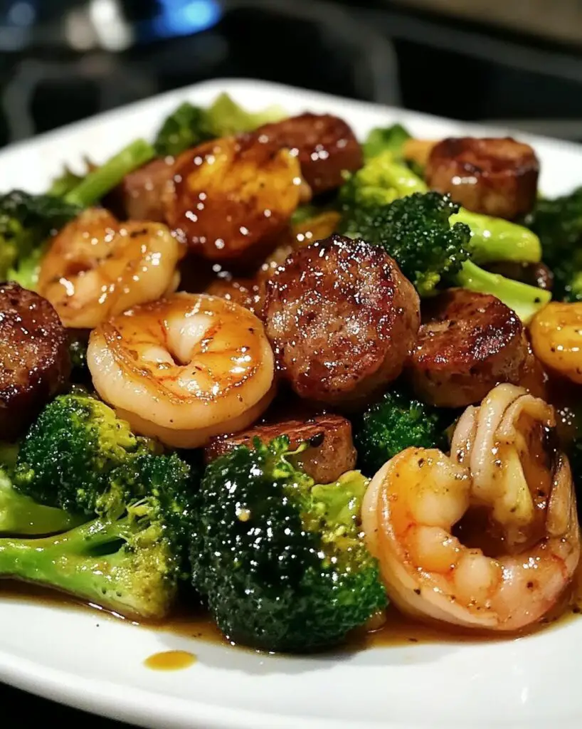 Honey Garlic Shrimp, Sausage & Broccoli