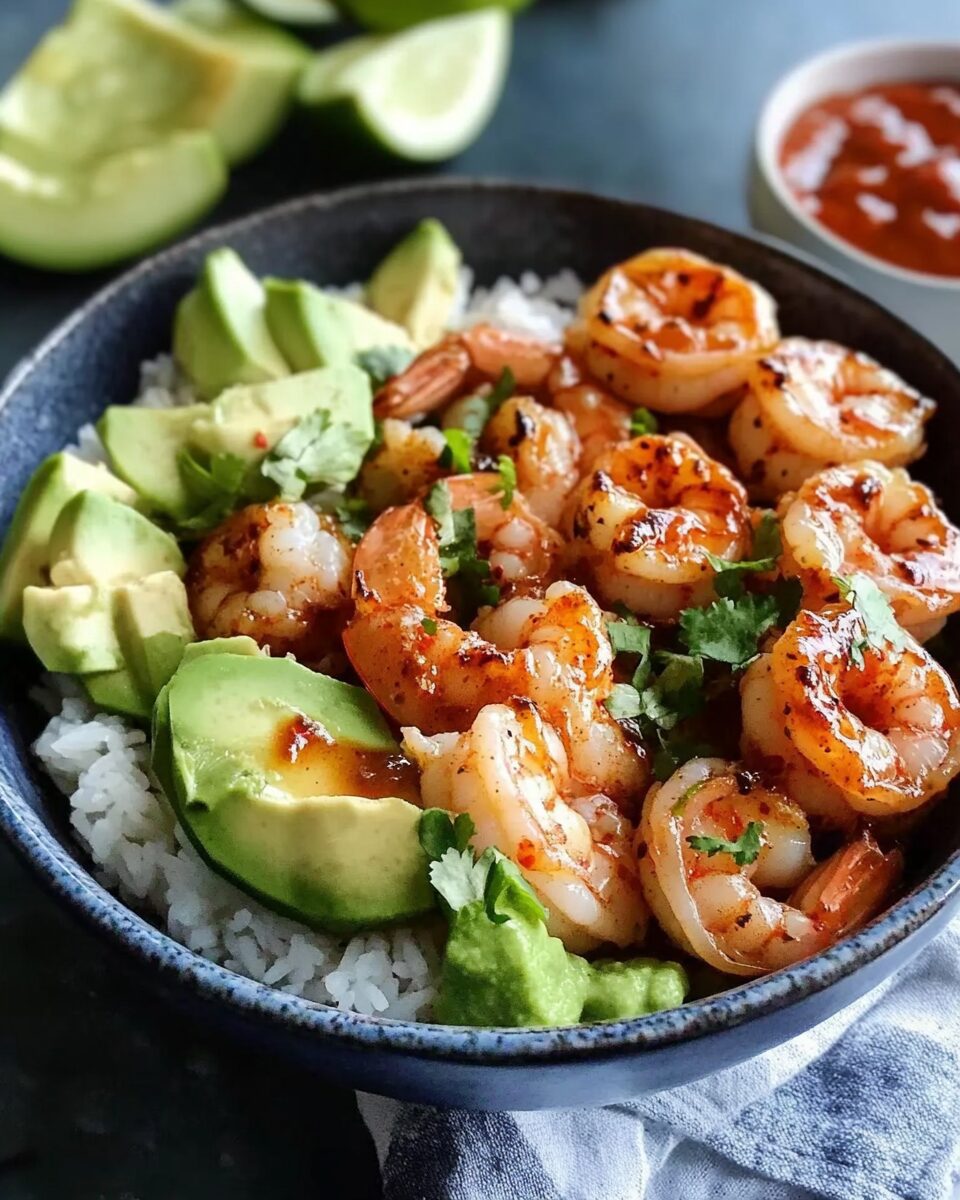 Spicy Sriracha Glazed Shrimp Bowls
