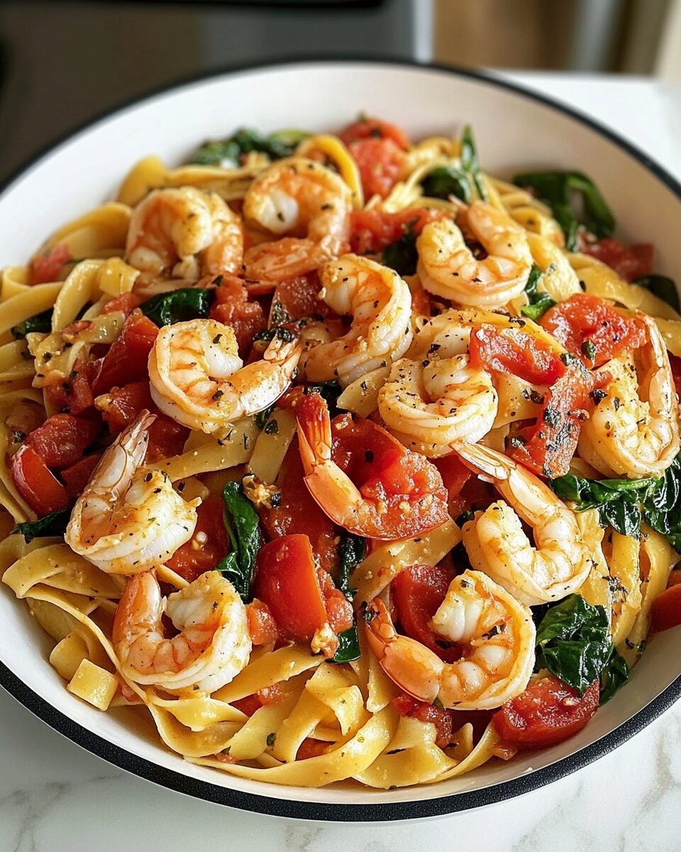 Tomato Spinach Shrimp Pasta