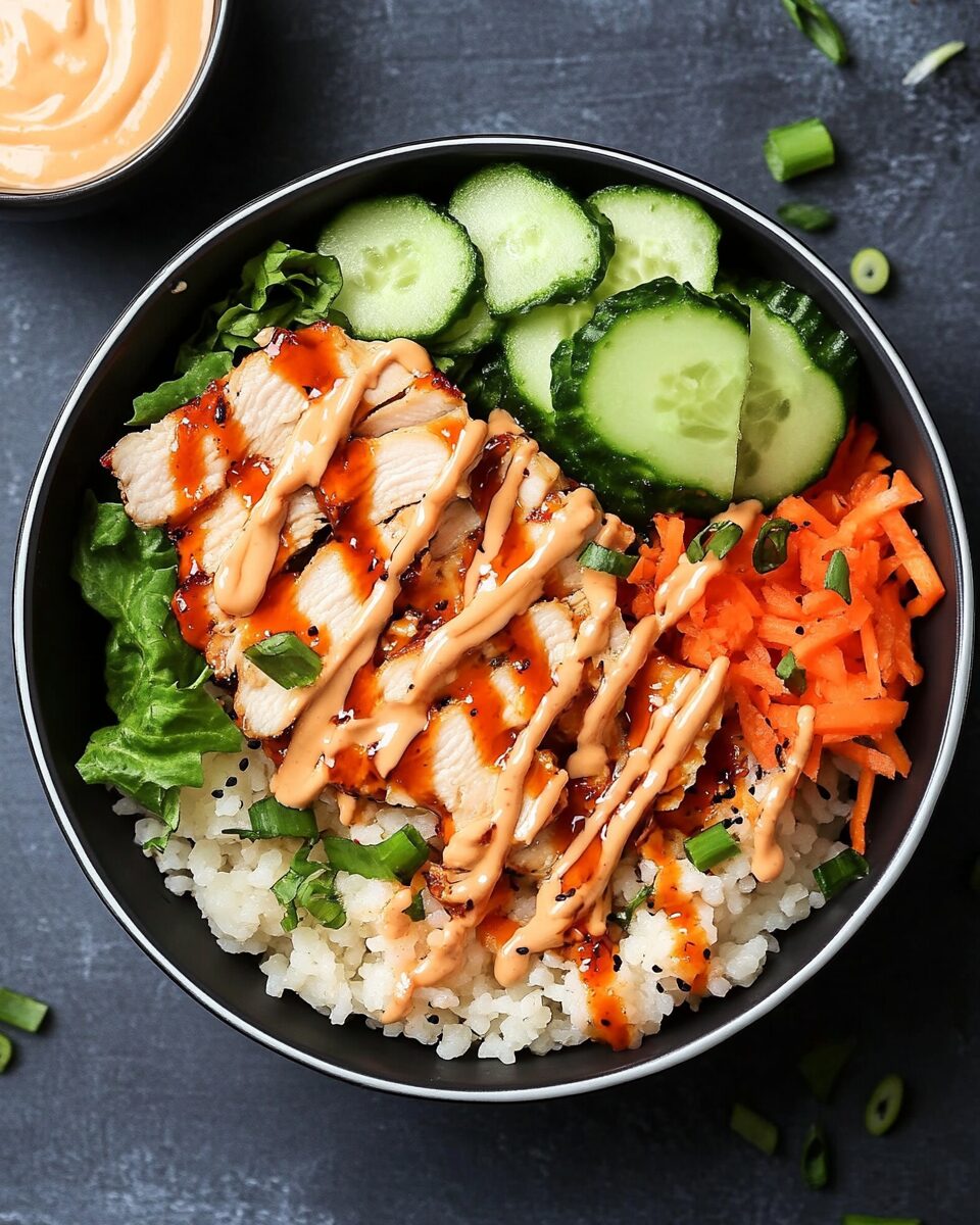 Savory Chicken Bowl with Sriracha Mayo Drizzle