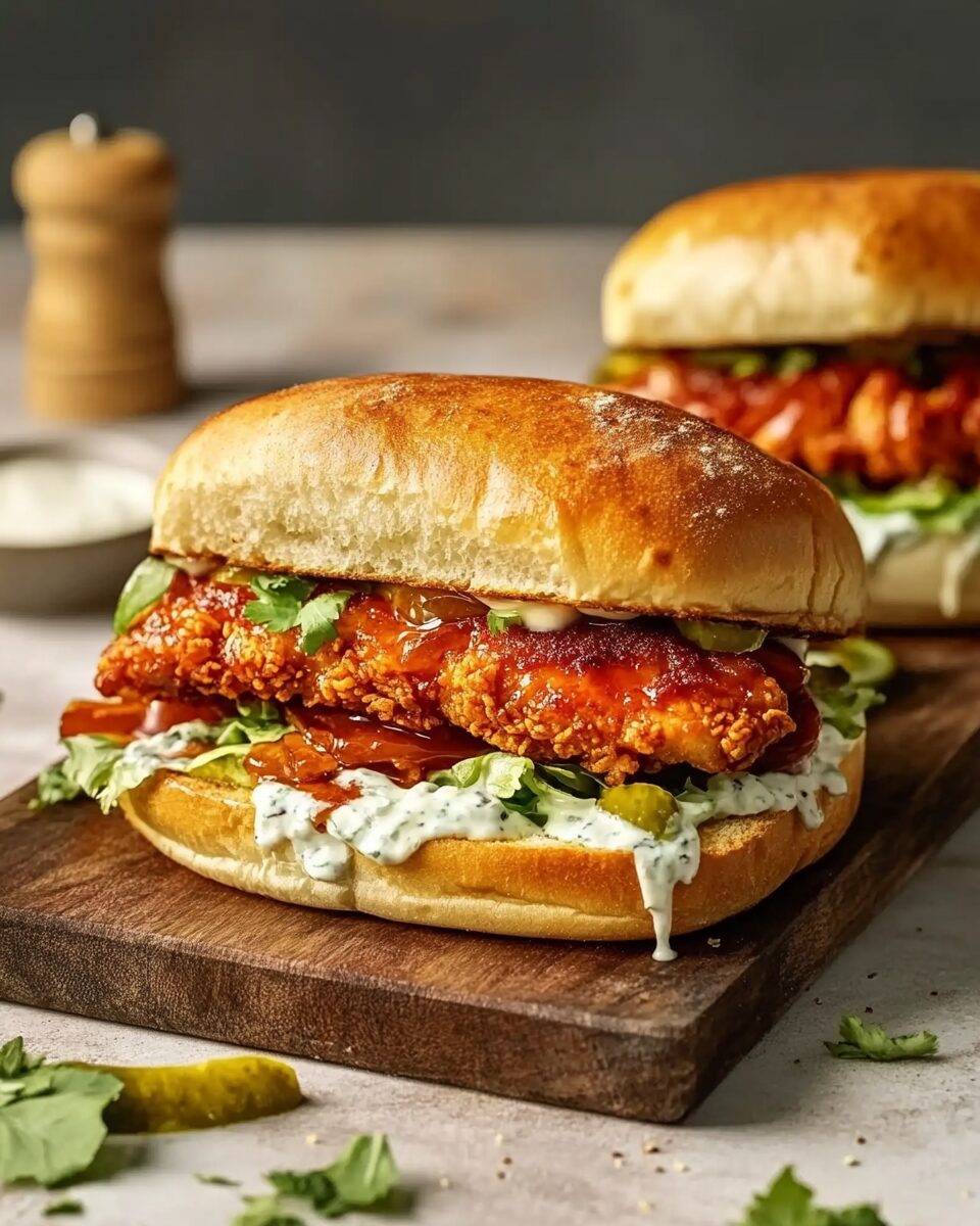 Baked Nashville Hot Chicken Sandwich with Honey
