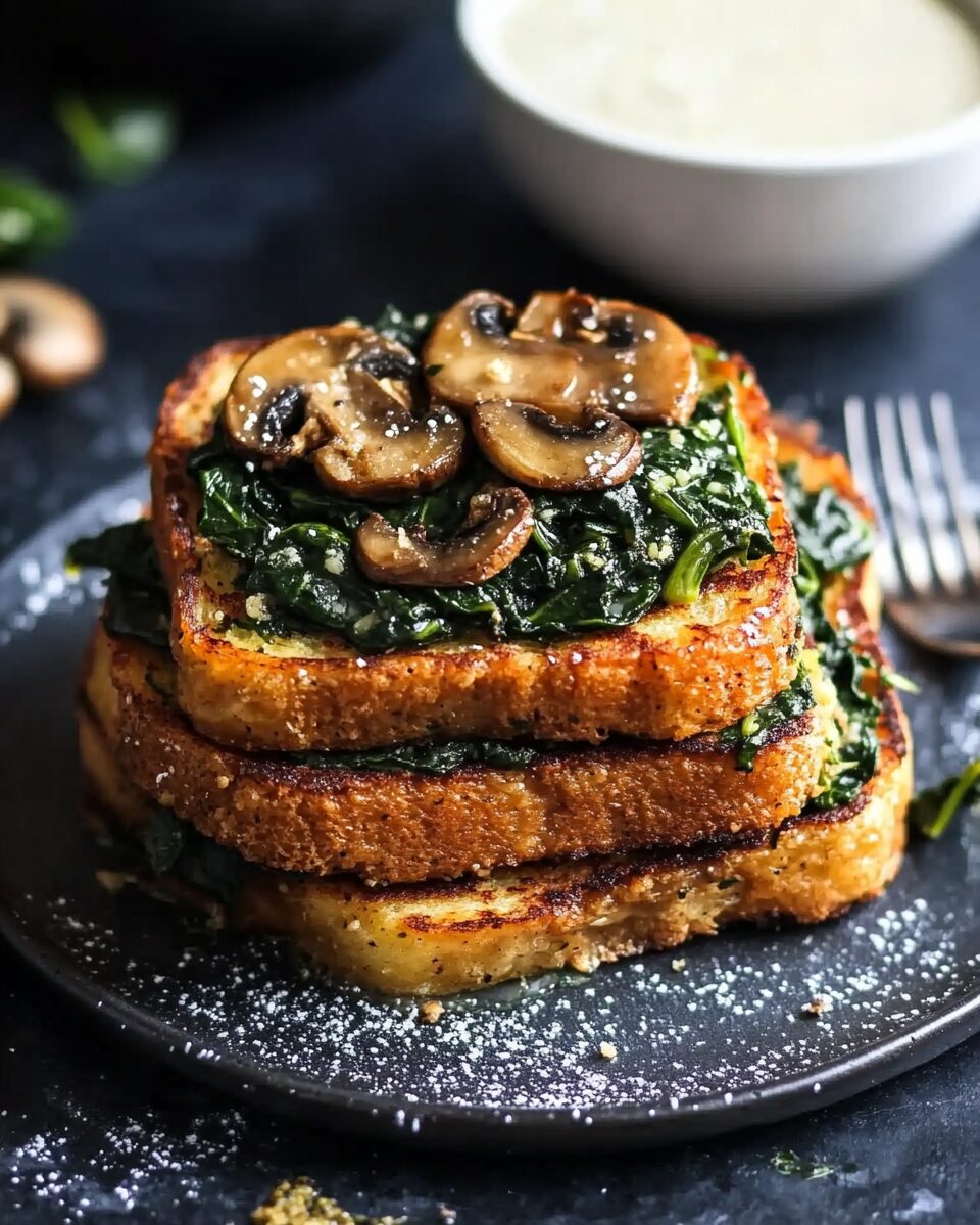 Savory French Toasts with Spinach and Mushrooms