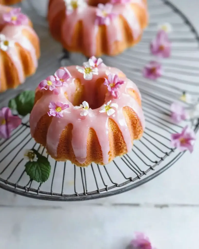 Mini Rhubarb Bundt Easter Cakes