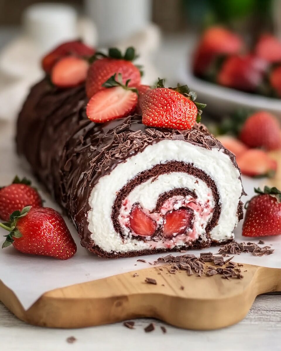 Chocolate Strawberry Swiss Roll