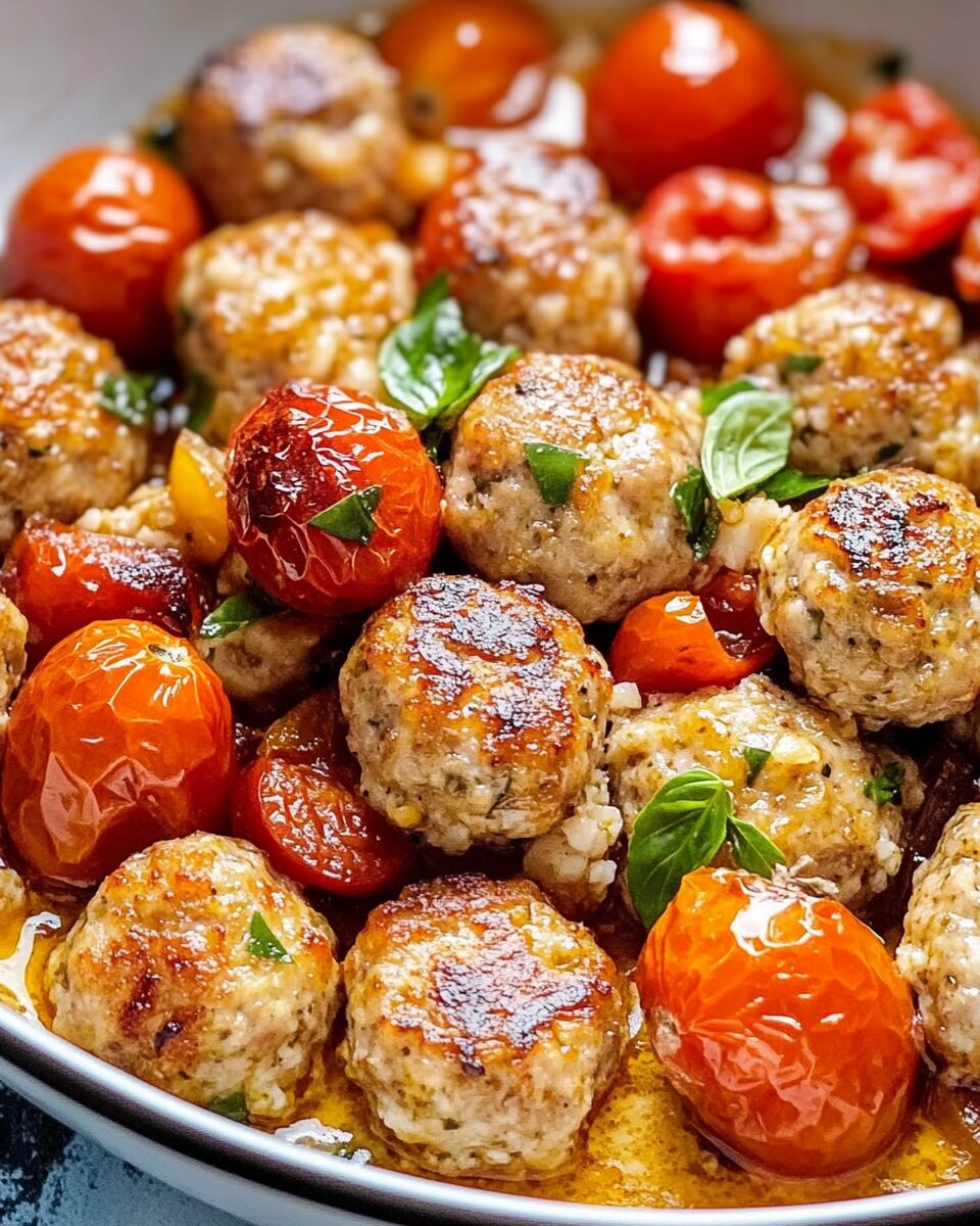 Cottage Cheese Meatballs with Burst Cherry Tomatoes