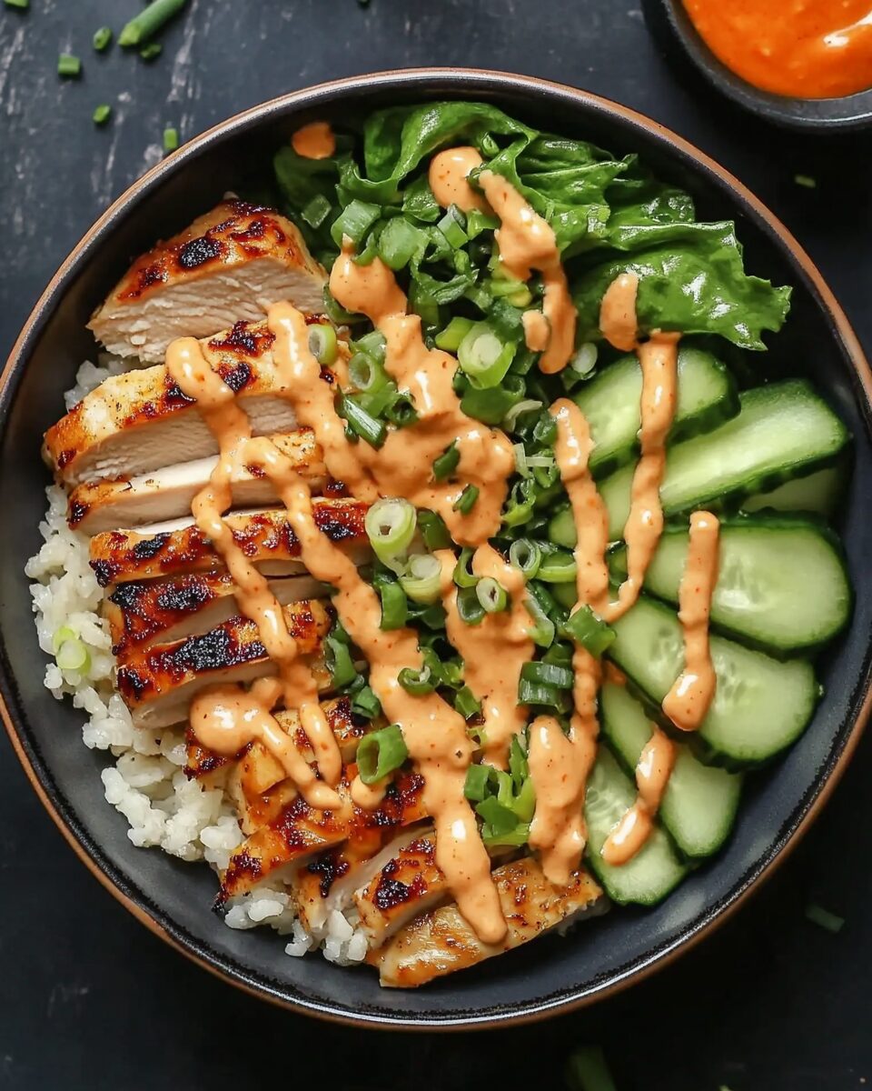 Savory Chicken Bowl with Sriracha Mayo Drizzle