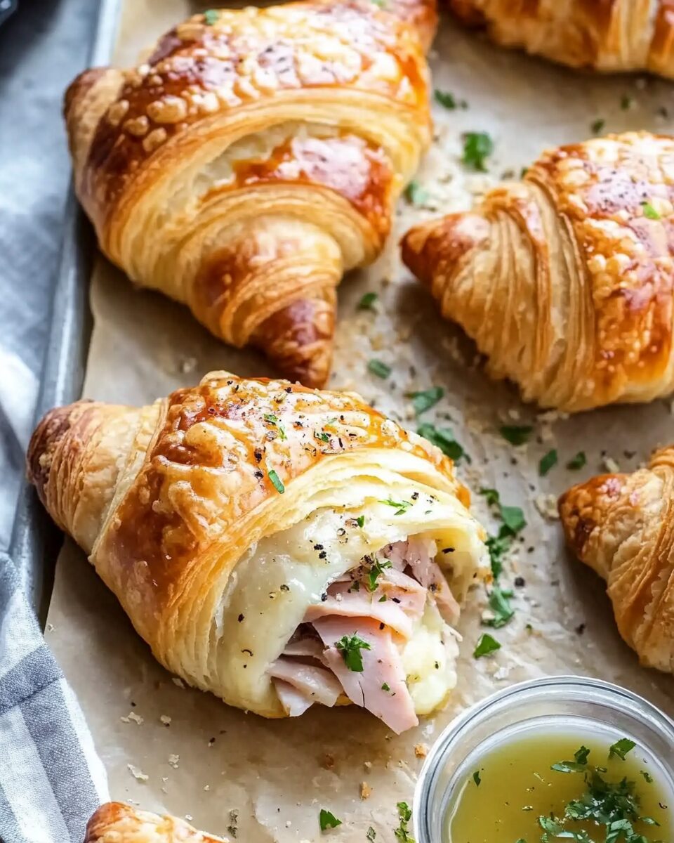 Buttery Garlic Baked Croissants with Turkey & Harvarti