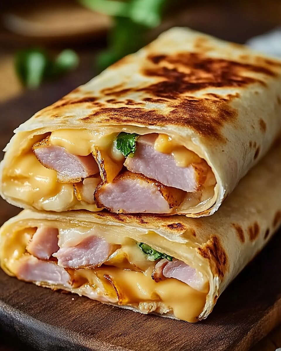 Air Fryer Hot Chicken Ham and Cheese Wraps