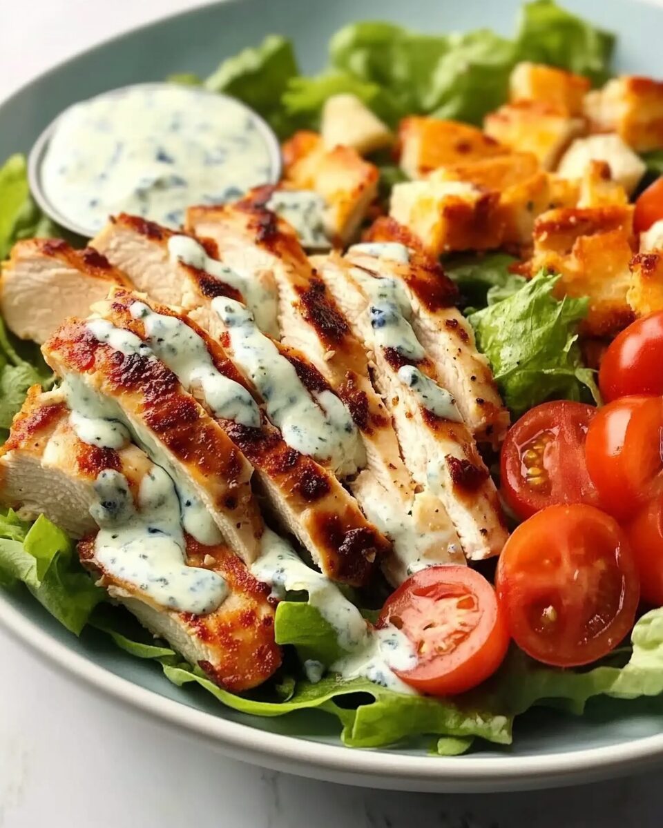 Easy Keto Chicken Cobb Salad Recipe with Blue Cheese Dressing