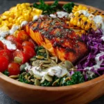 BBQ Salmon & Kale Salad Bowl