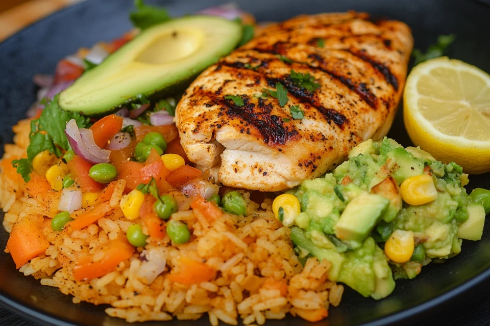 Delicious Grilled Chicken with Veggie Rice