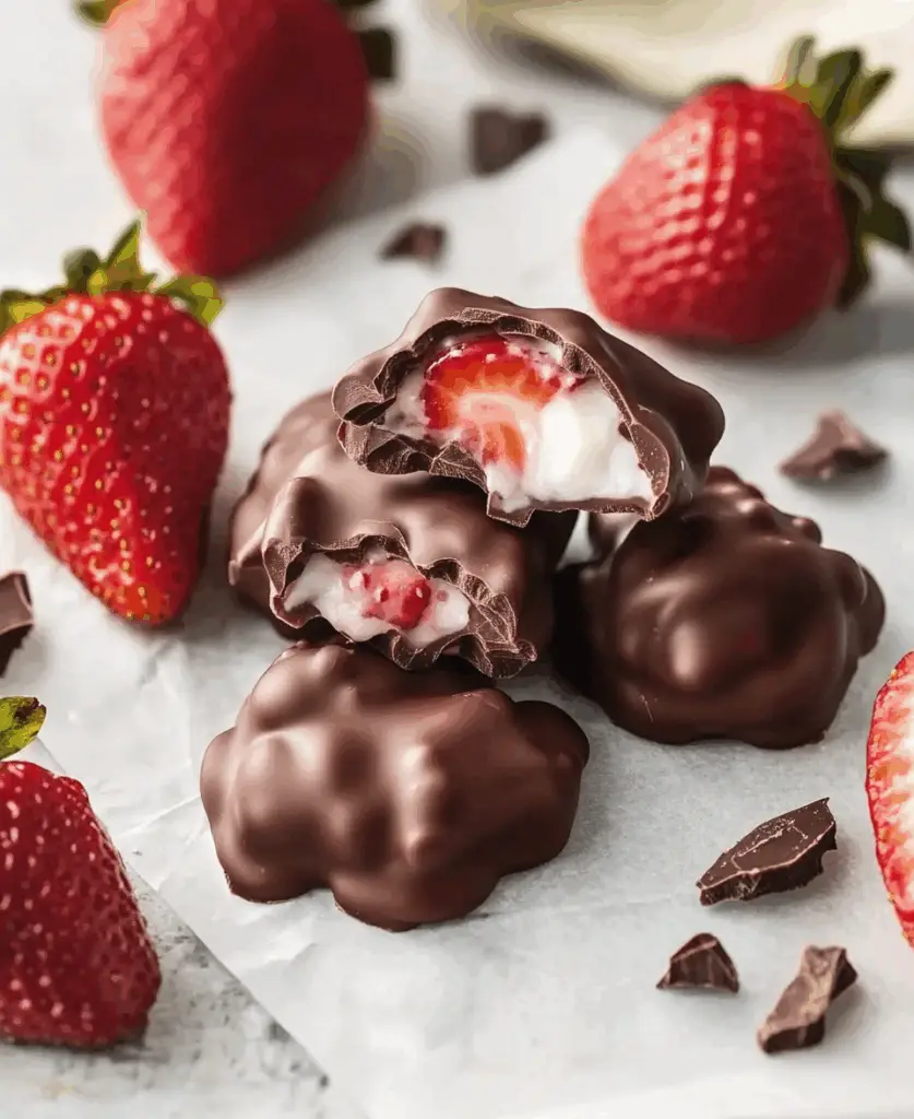 Chocolate-Covered Strawberry Yogurt Clusters