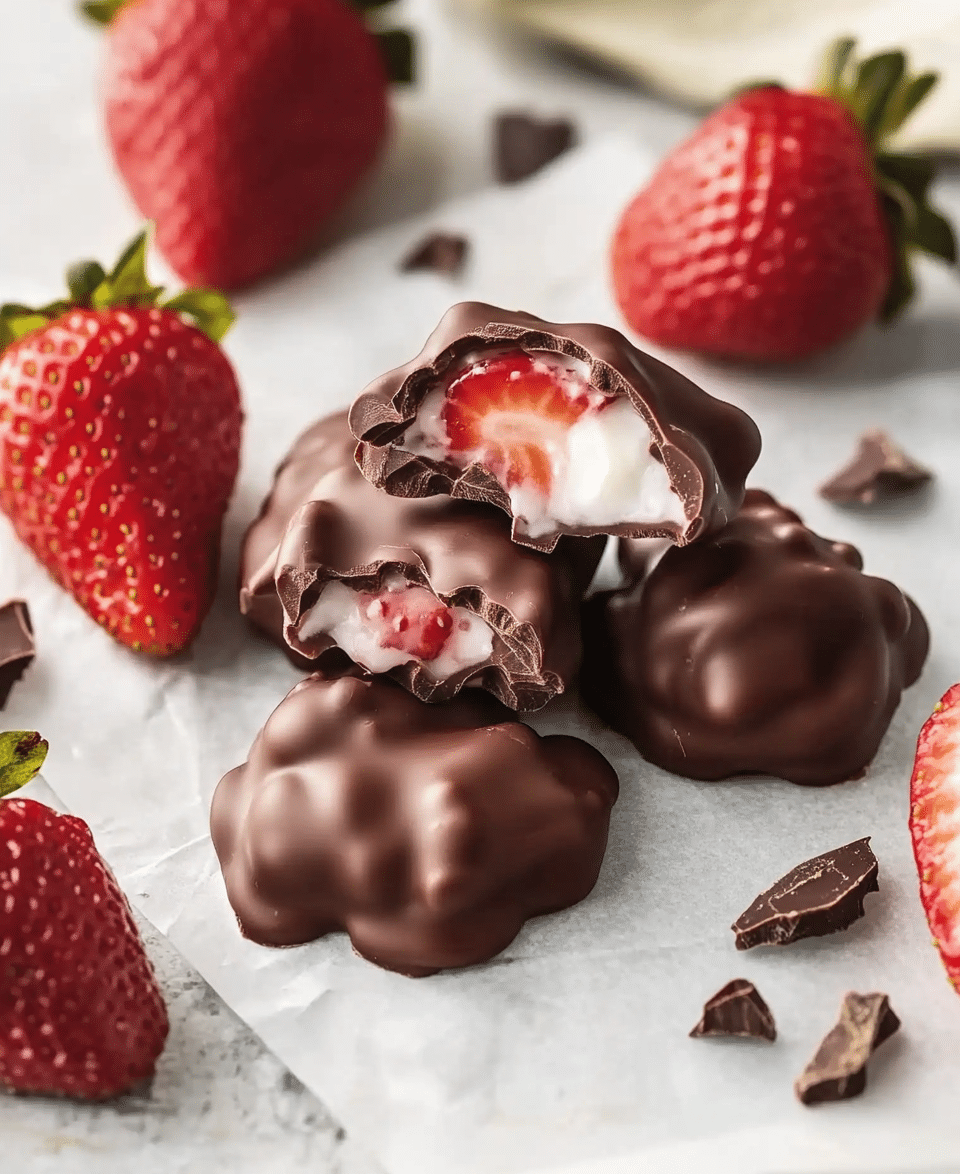 Chocolate-Covered Strawberry Yogurt Clusters