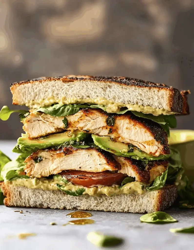 Honey Mustard Chicken Avocado Sandwich with Tahini Ranch