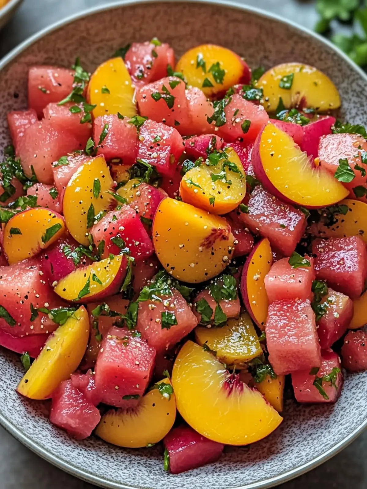 Delicious Peach Watermelon Salad to Beat Summer Heat 4 Peach Watermelon Salad