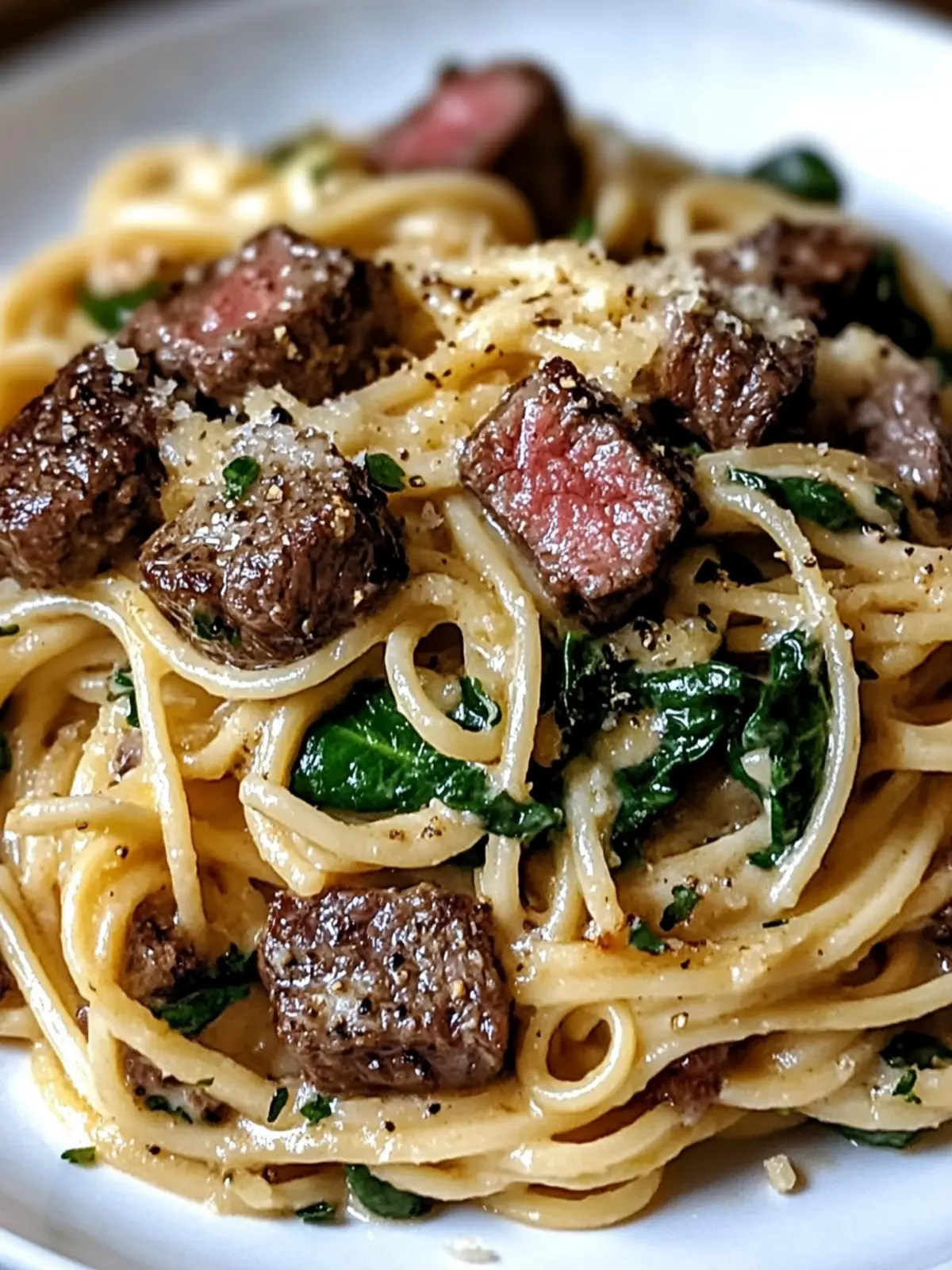 Creamy Cowboy Butter Linguine with Steak Bites & Spinach Bliss 2 Creamy Cowboy Butter Linguine with Steak Bites & Spinach