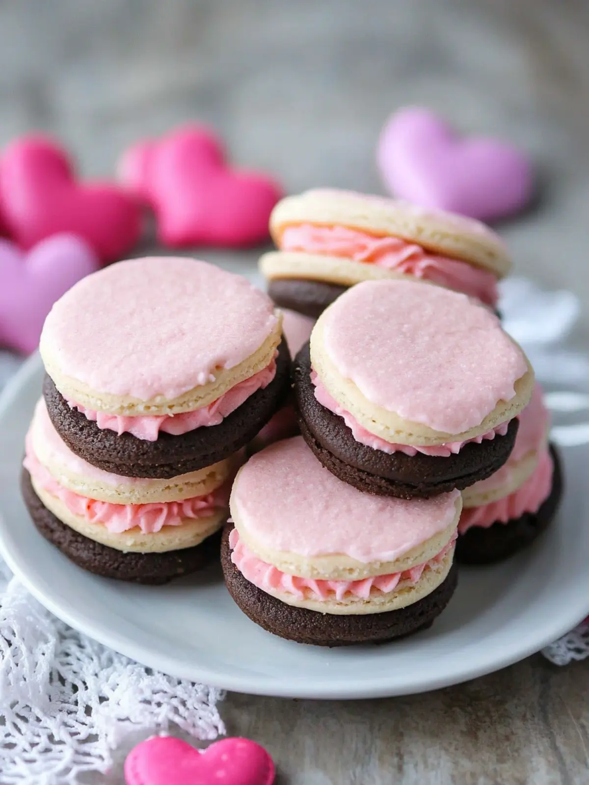 Heartfelt Valentine Sandwich Cookies with Pink Buttercream Bliss 4 Valentine Sandwich Cookies