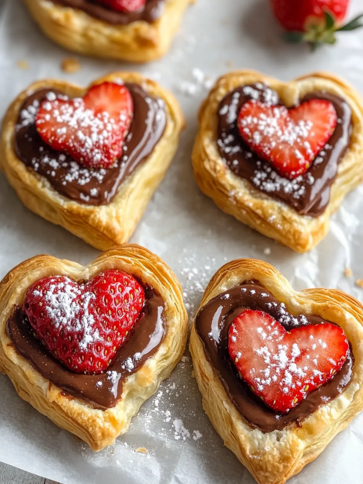 Sweet Strawberry Nutella Puff Pastry Hearts for a Romantic Treat 2 Strawberry Nutella Puff Pastry Hearts