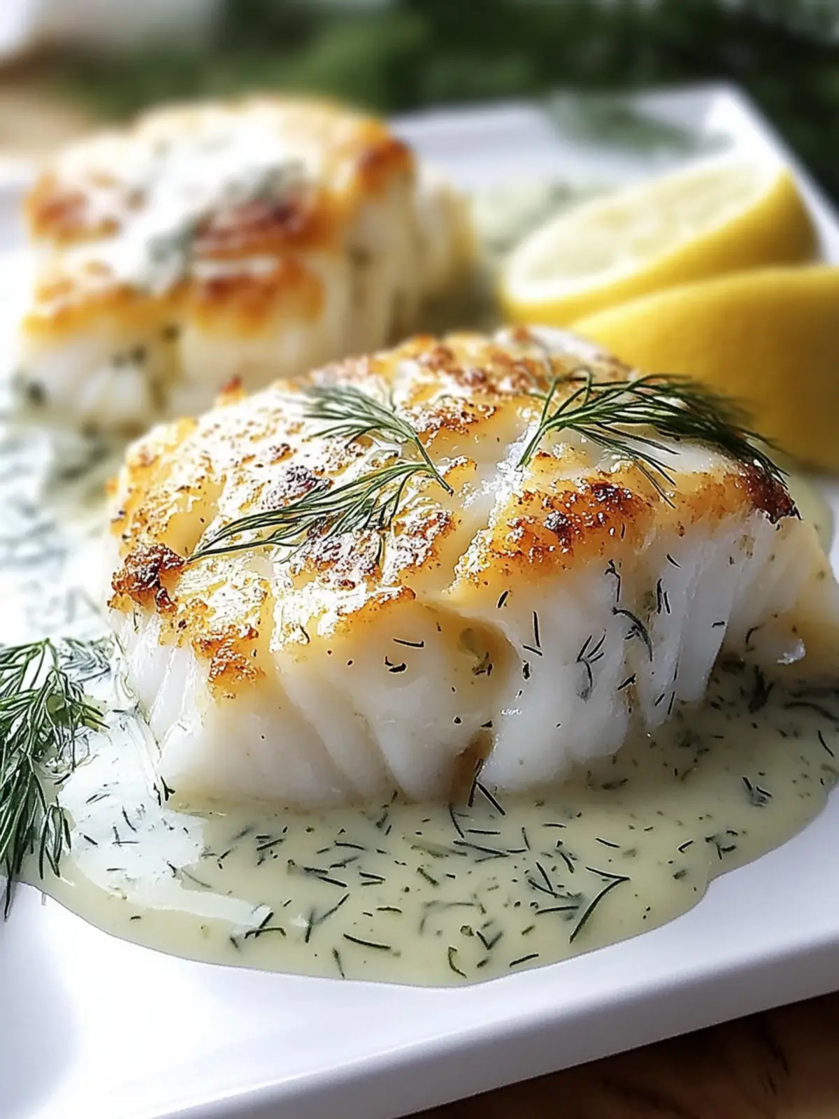 Delicious Baked Cod with Lemon Dill Sauce in Under 20 Minutes 2 Delicious Baked Cod with Lemon Dill Sauce