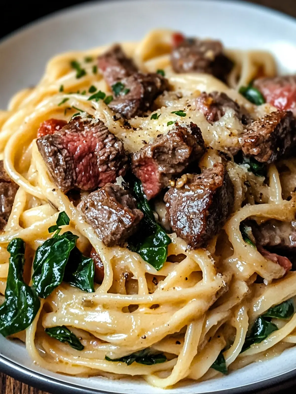Creamy Cowboy Butter Linguine with Steak Bites & Spinach Bliss 5 Creamy Cowboy Butter Linguine with Steak Bites & Spinach