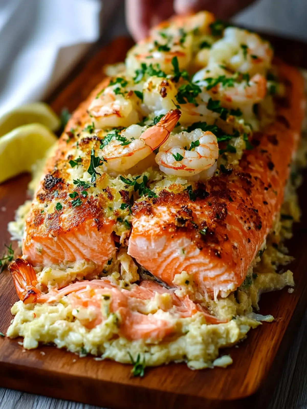 Crab and Shrimp Stuffed Salmon: A Decadent Seafood Delight 2 Crab and Shrimp Stuffed Salmon