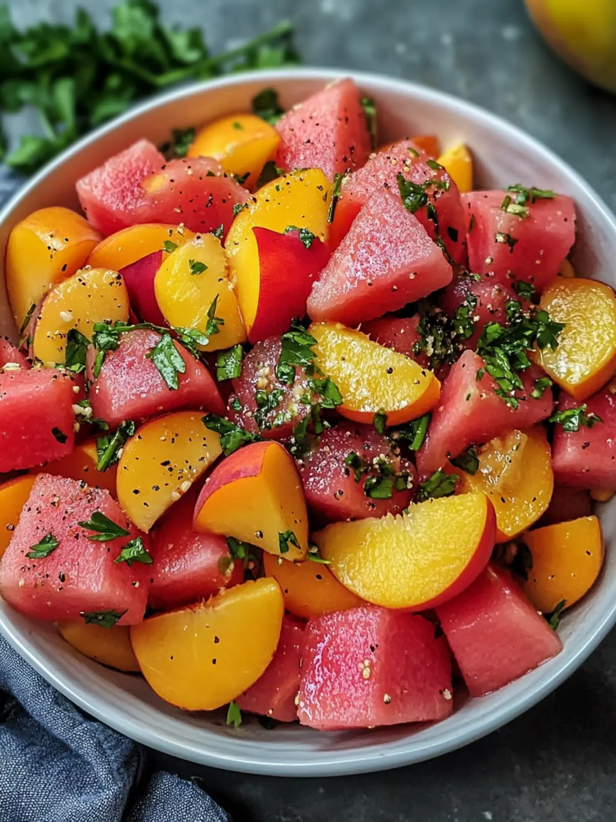 Delicious Peach Watermelon Salad to Beat Summer Heat 5 Peach Watermelon Salad