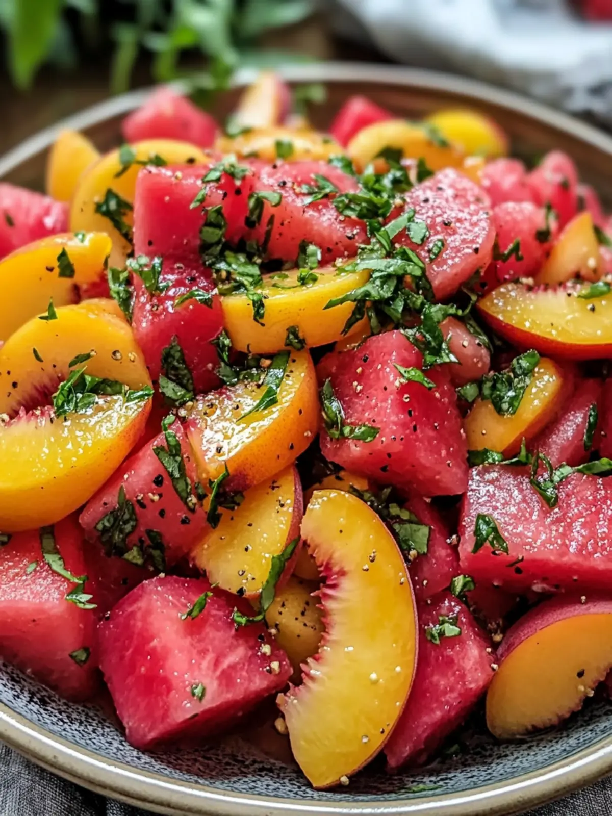 Delicious Peach Watermelon Salad to Beat Summer Heat 2 Peach Watermelon Salad