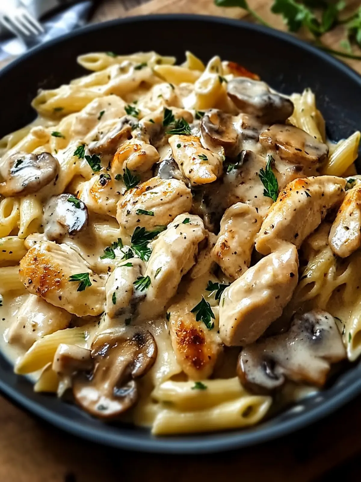 Indulge in Chicken & Mushroom Pasta in Decadent Cream Sauce 5 Chicken & Mushroom Pasta in Decadent Cream Sauce