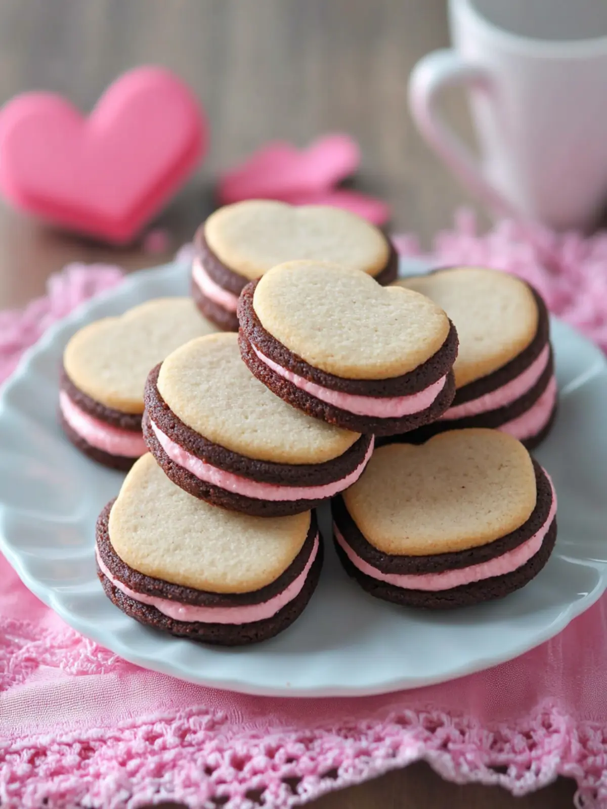 Heartfelt Valentine Sandwich Cookies with Pink Buttercream Bliss 3 Valentine Sandwich Cookies