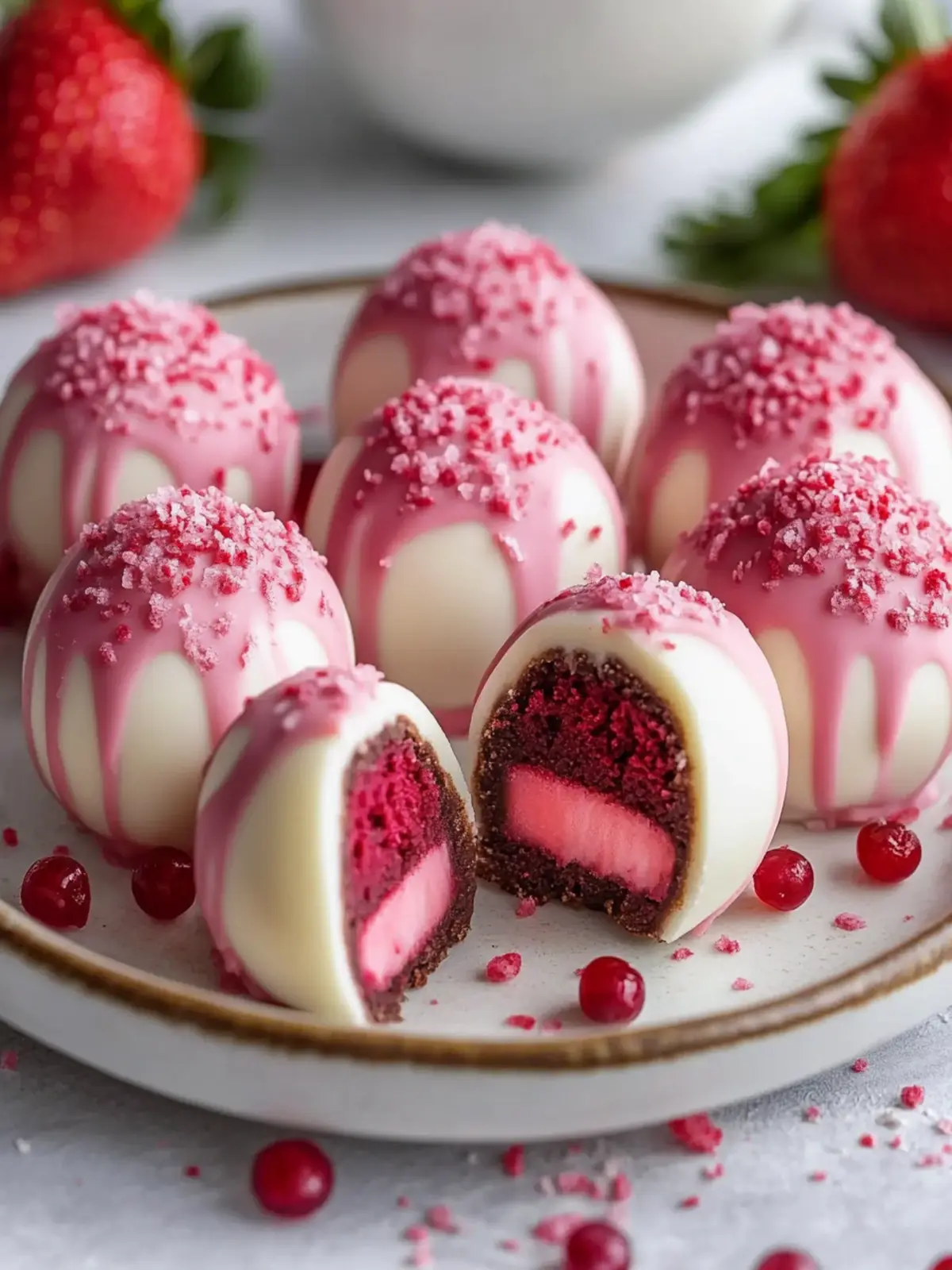 Decadent Strawberry Velvet Cheesecake Truffle Bites to Savor 3 Strawberry Velvet Cheesecake Truffle Bites