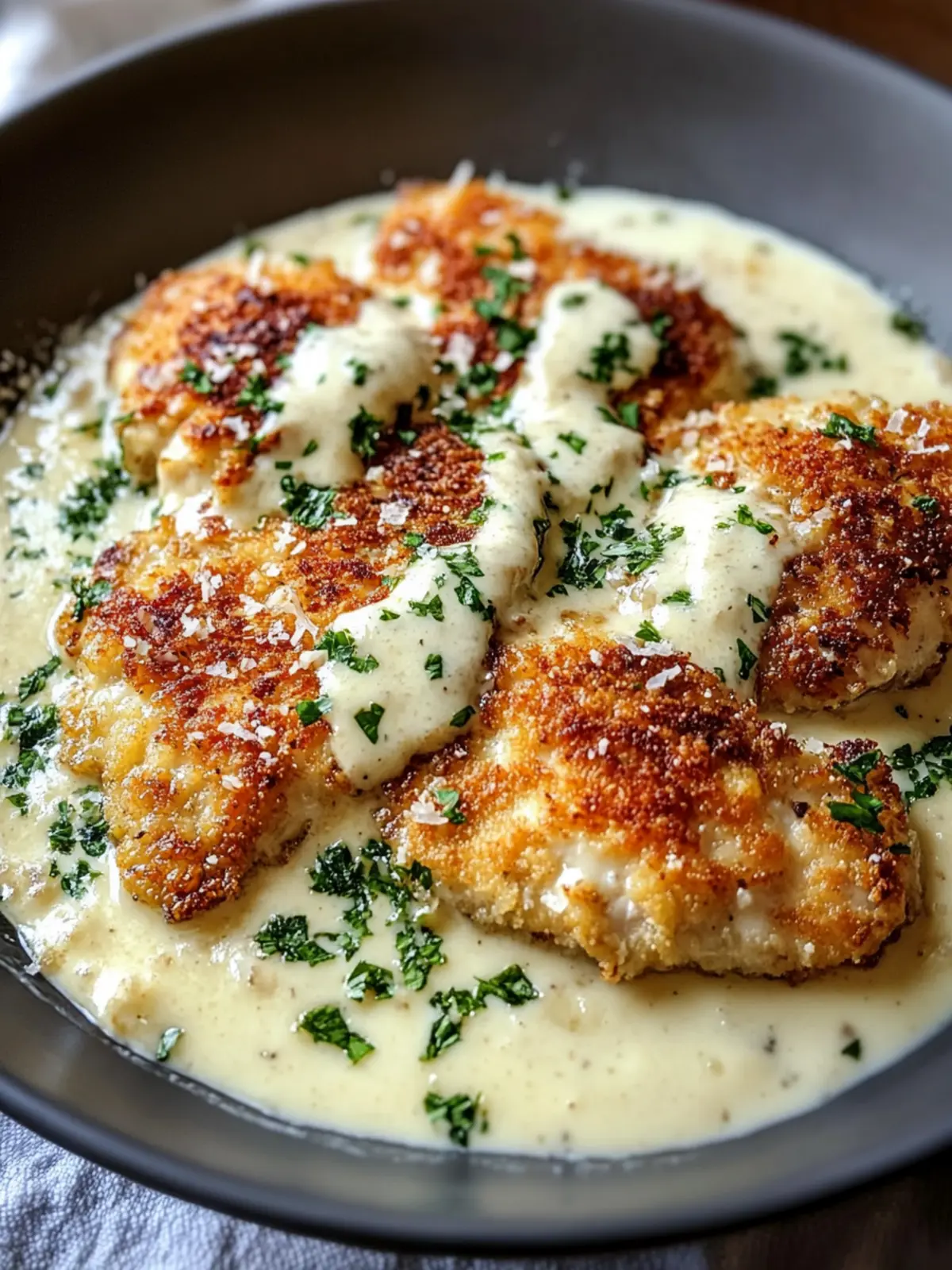 Crispy Parmesan Chicken with Garlic Cream Sauce Bliss 4 Crispy Parmesan Chicken with Garlic Cream Sauce