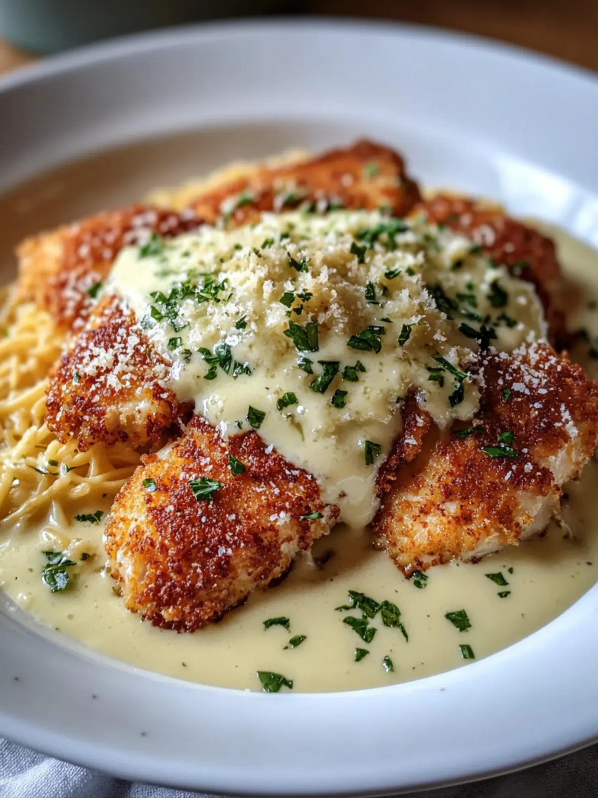 Crispy Parmesan Chicken with Garlic Cream Sauce Bliss 3 Crispy Parmesan Chicken with Garlic Cream Sauce