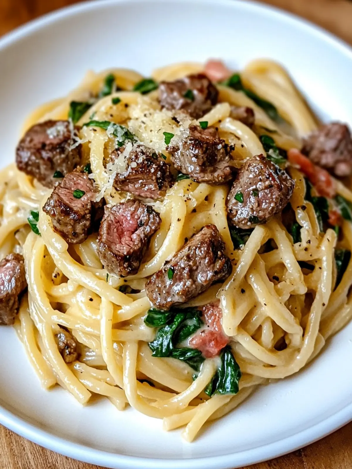 Creamy Cowboy Butter Linguine with Steak Bites & Spinach Bliss 3 Creamy Cowboy Butter Linguine with Steak Bites & Spinach