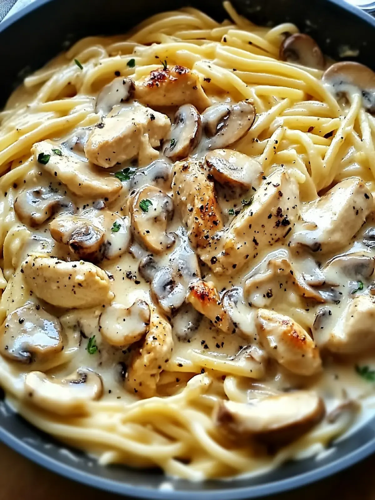 Indulge in Chicken & Mushroom Pasta in Decadent Cream Sauce 3 Chicken & Mushroom Pasta in Decadent Cream Sauce