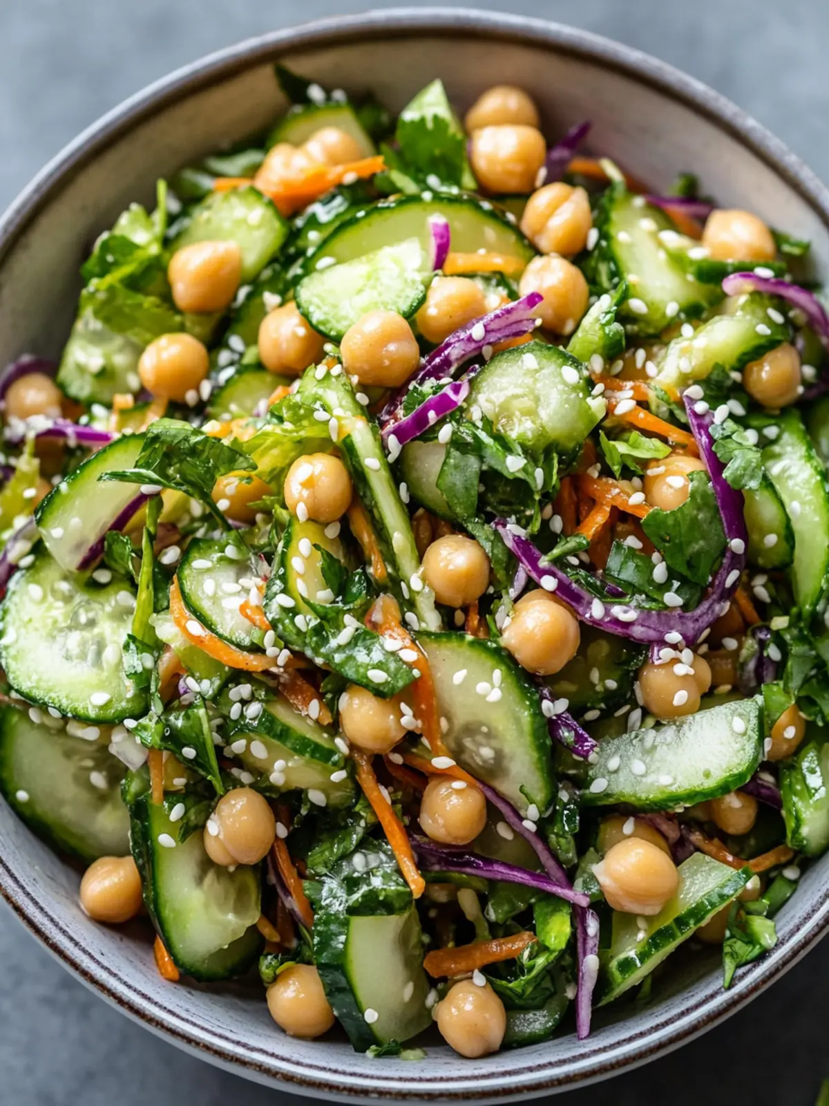 Delightful Asian Cucumber and Chickpea Slaw with Sesame Dressing 2 Asian Cucumber and Chickpea Slaw with Sesame Dressing