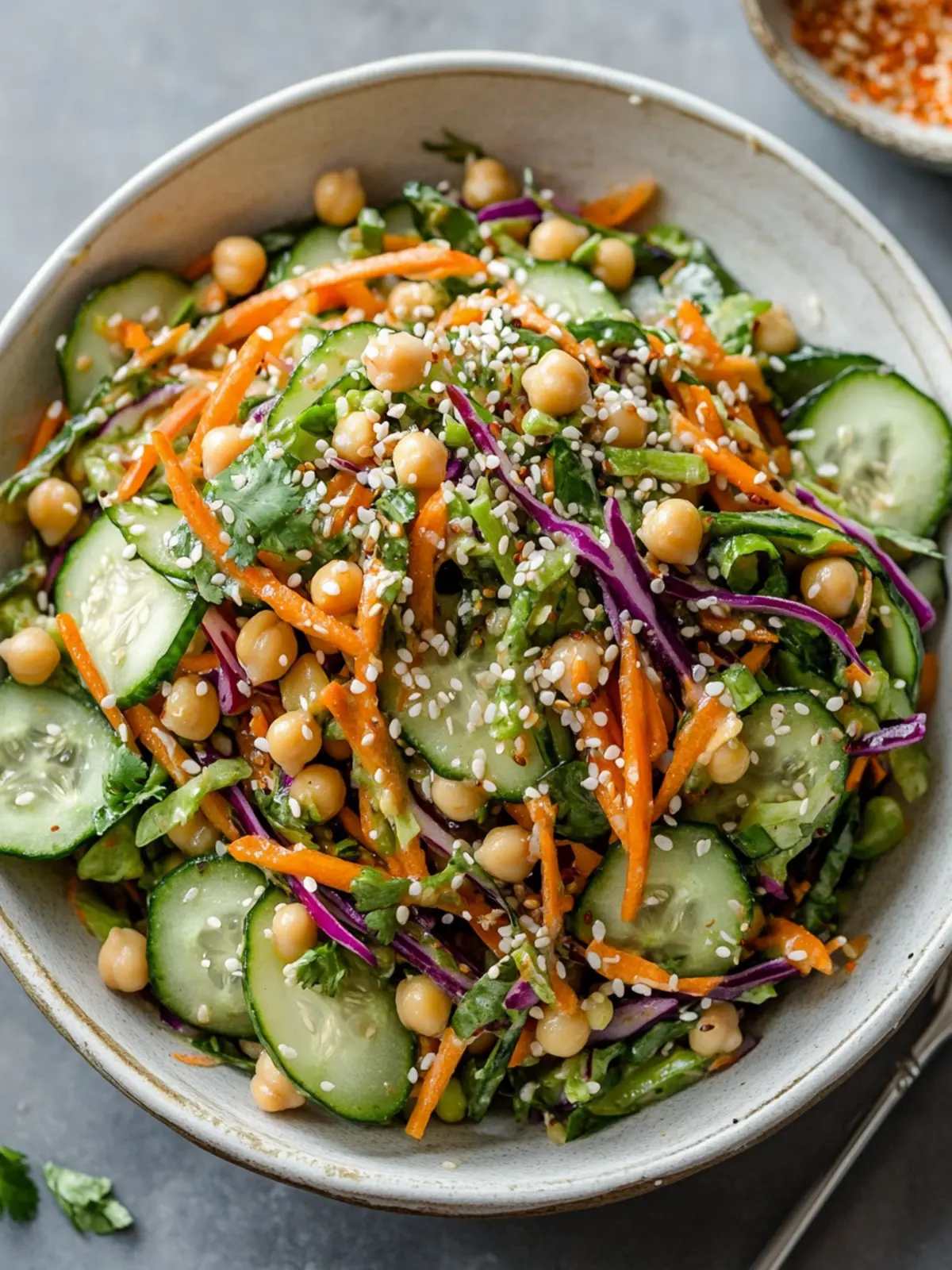 Delightful Asian Cucumber and Chickpea Slaw with Sesame Dressing 3 Asian Cucumber and Chickpea Slaw with Sesame Dressing