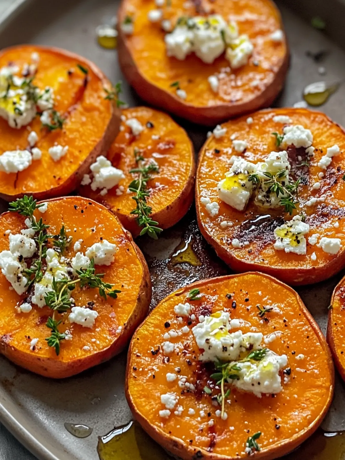 Roasted Sweet Potato Rounds with Honey Feta and Thyme Bliss 4 Roasted Sweet Potato Rounds with Honey Feta and Thyme