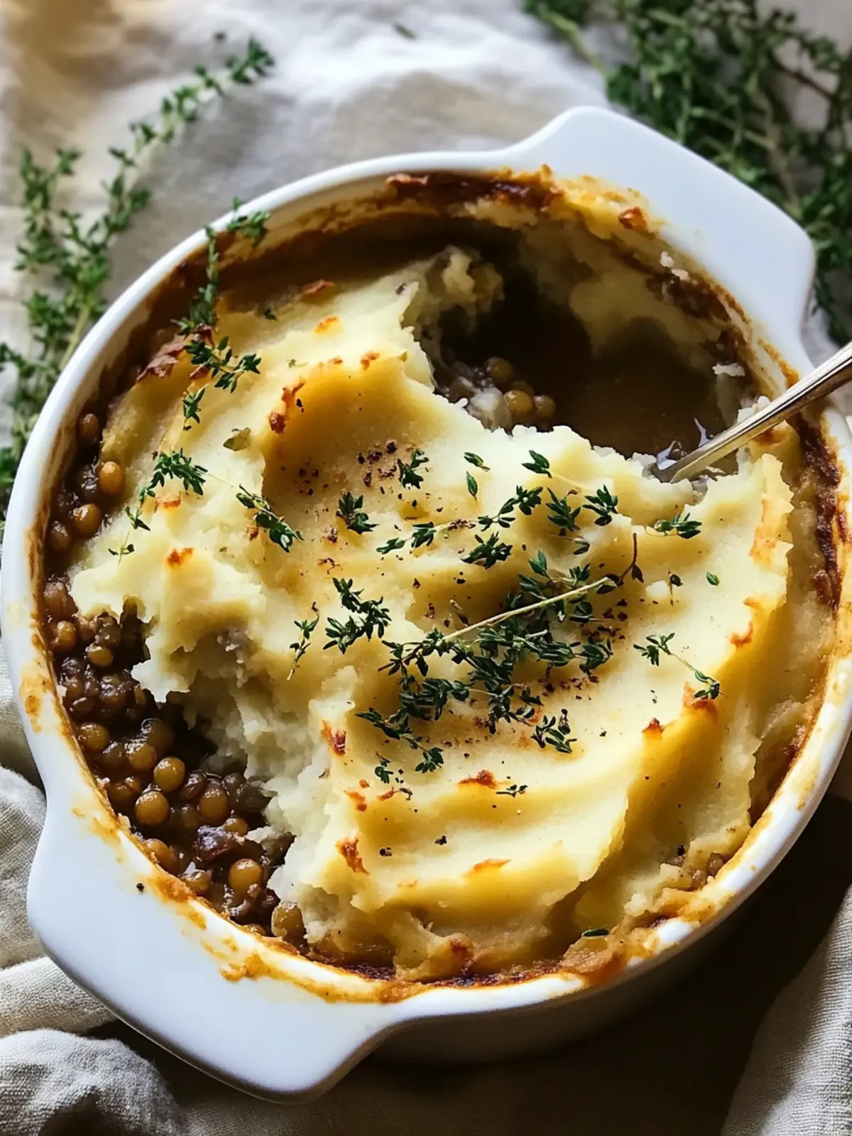 Hearty Vegan French Onion Shepherd's Pie: Comfort in Every Bite 5 Vegan French Onion Shepherd's Pie with Lentils & Cauliflower Potato Mash