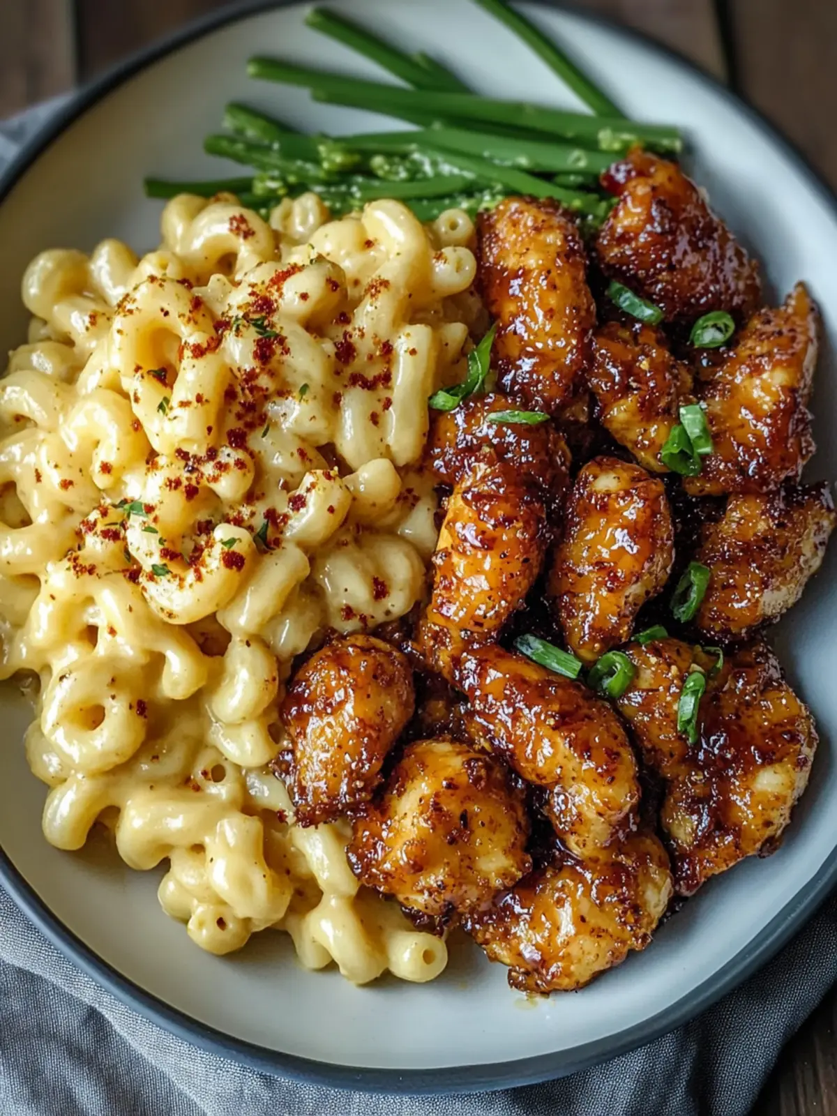 Sweet and Spicy Honey Pepper Chicken with Creamy Mac Bliss 2 Sweet and Spicy Honey Pepper Chicken with Creamy Mac and Cheese