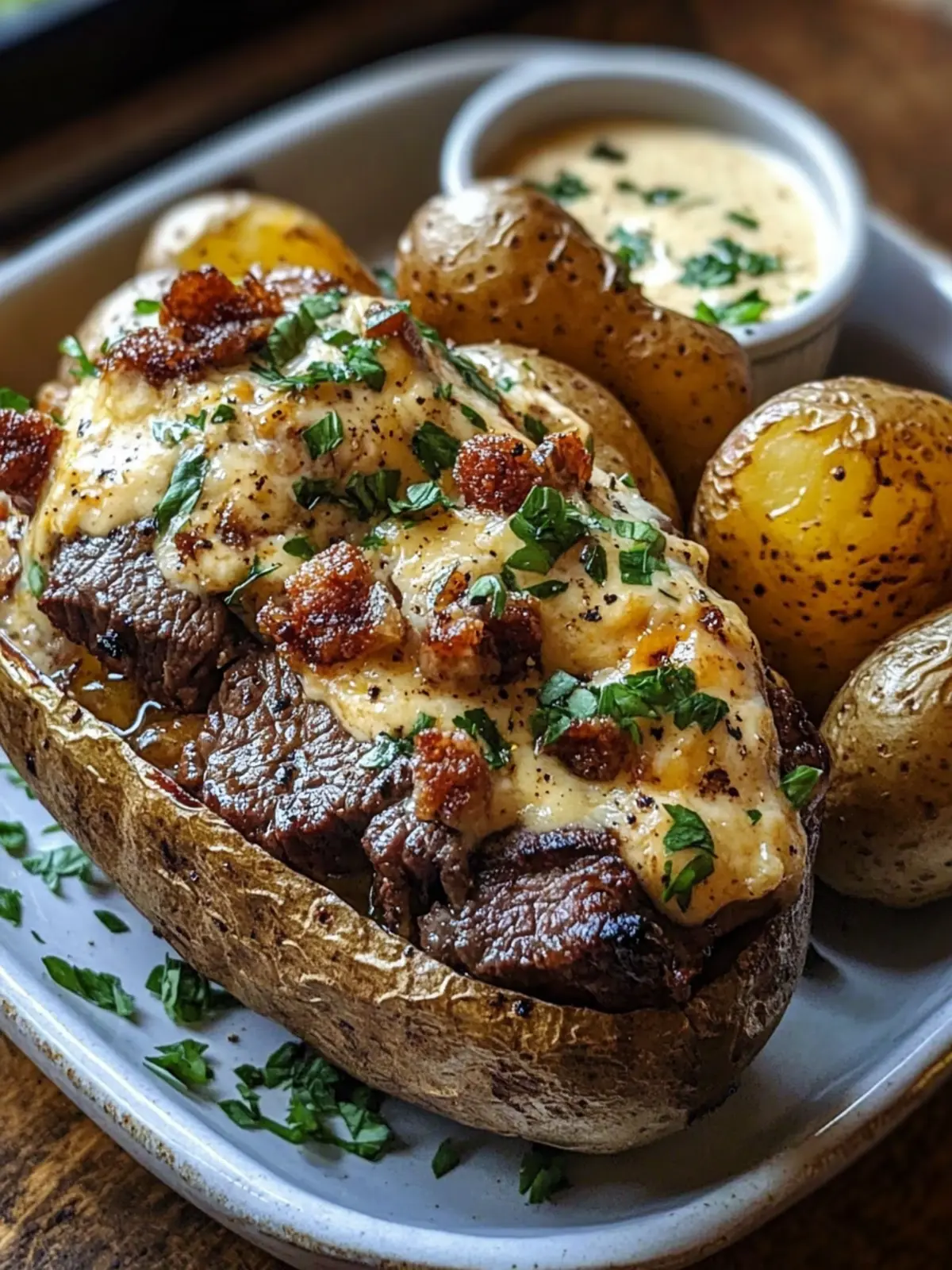 Loaded Steak Potato Bliss with Garlic Butter Cream 4 Loaded Steak Potato