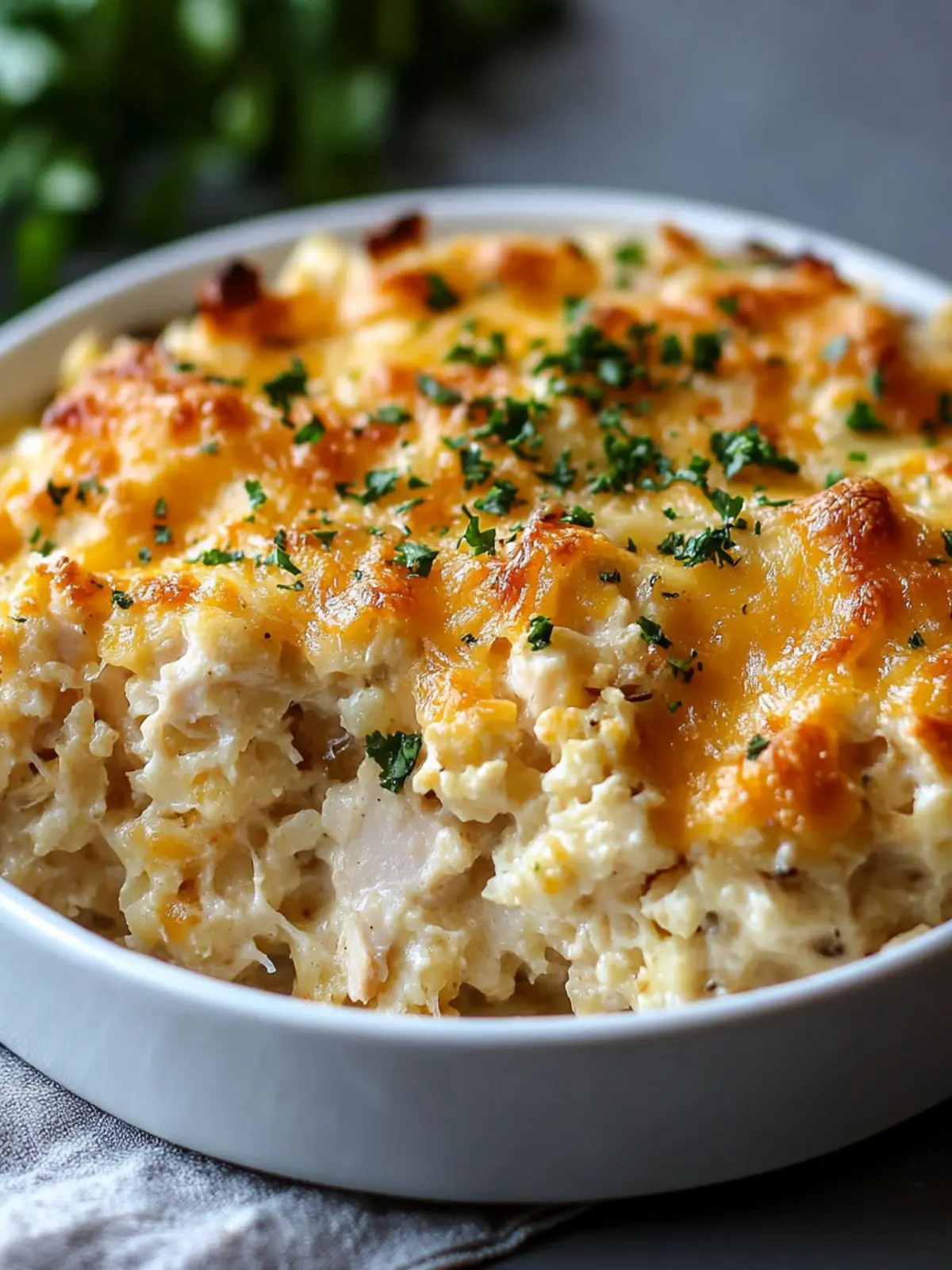 Cheesy Chicken Riced Cauliflower Casserole for Guilt-Free Comfort 2 Cheesy Chicken Riced Cauliflower Casserole