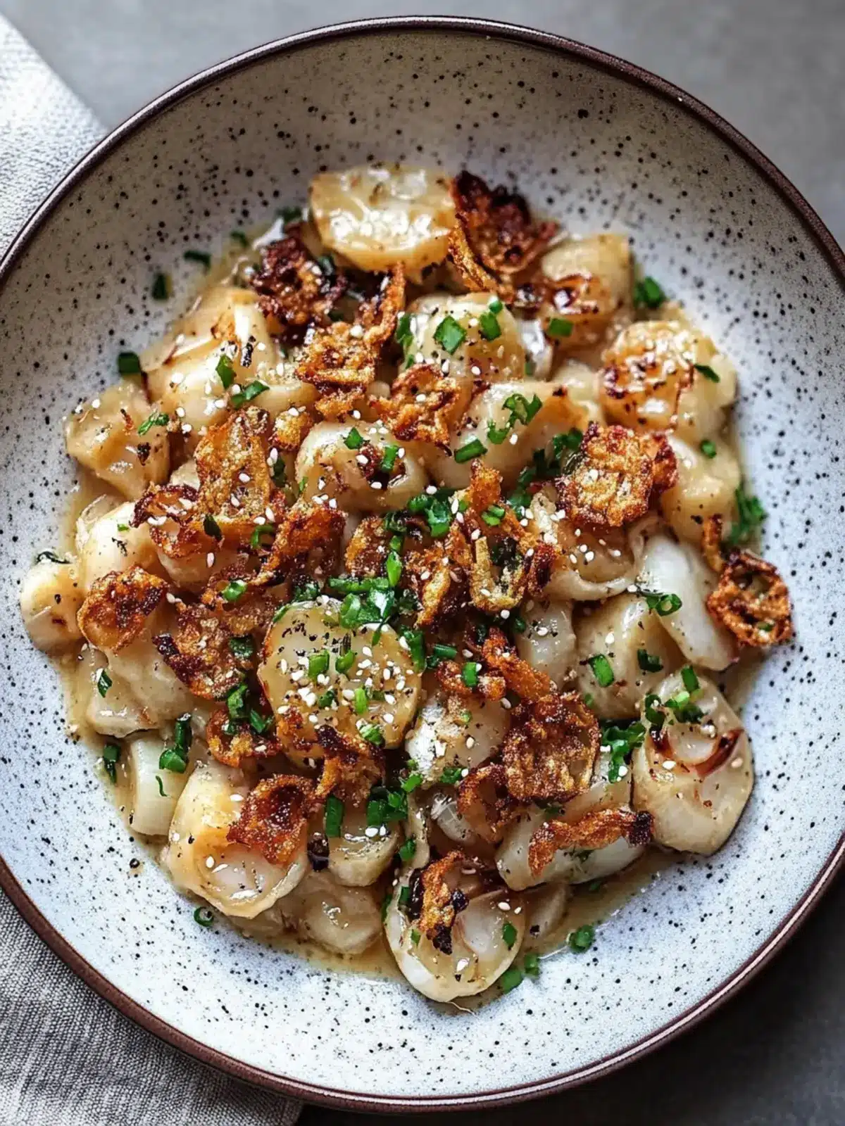 Creamy Brown Butter Miso & Roasted Garlic Radiatori Bliss 5 Brown Butter Miso & Roasted Garlic Radiatori with Crispy Shallots