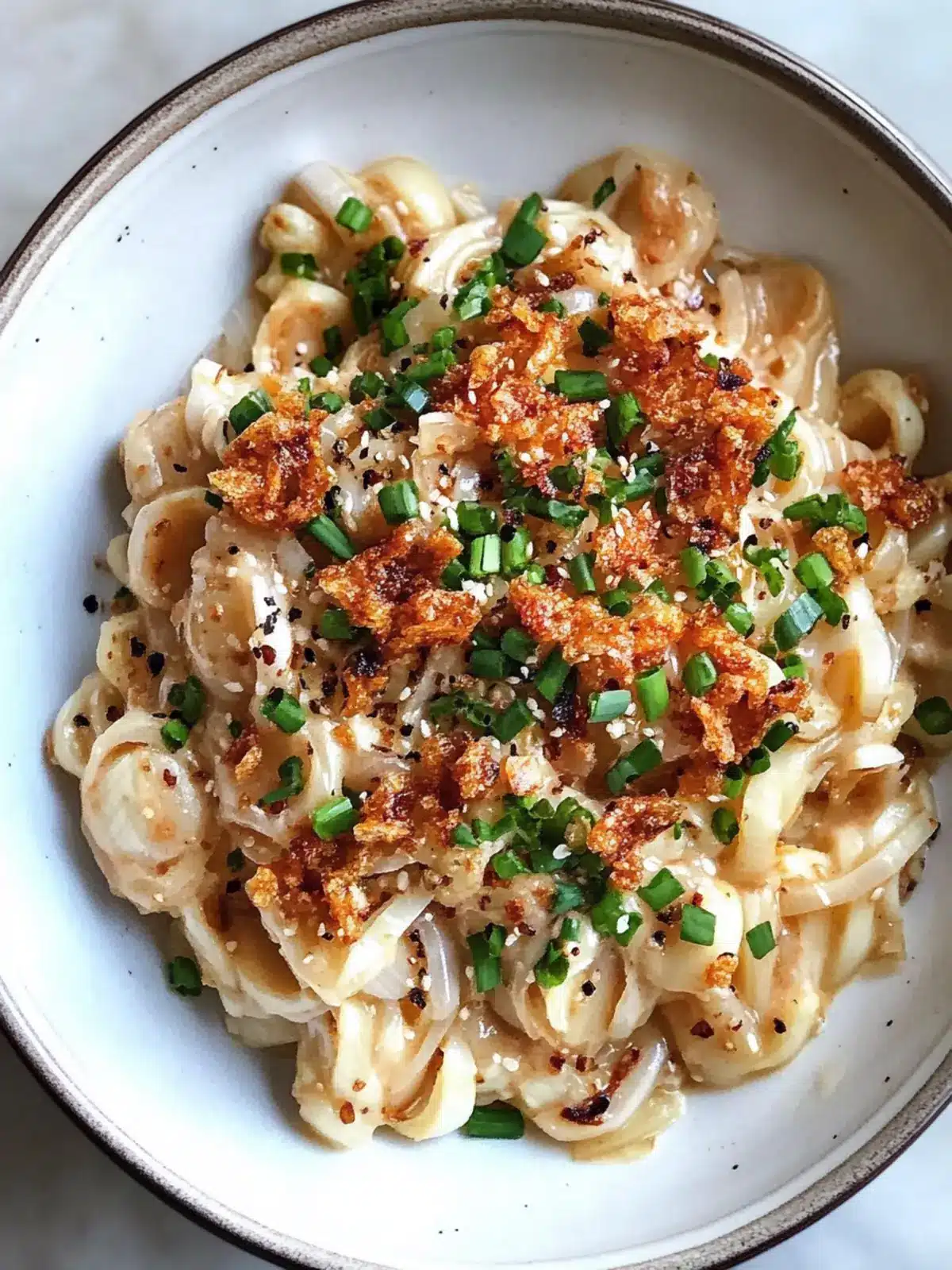 Creamy Brown Butter Miso & Roasted Garlic Radiatori Bliss 3 Brown Butter Miso & Roasted Garlic Radiatori with Crispy Shallots